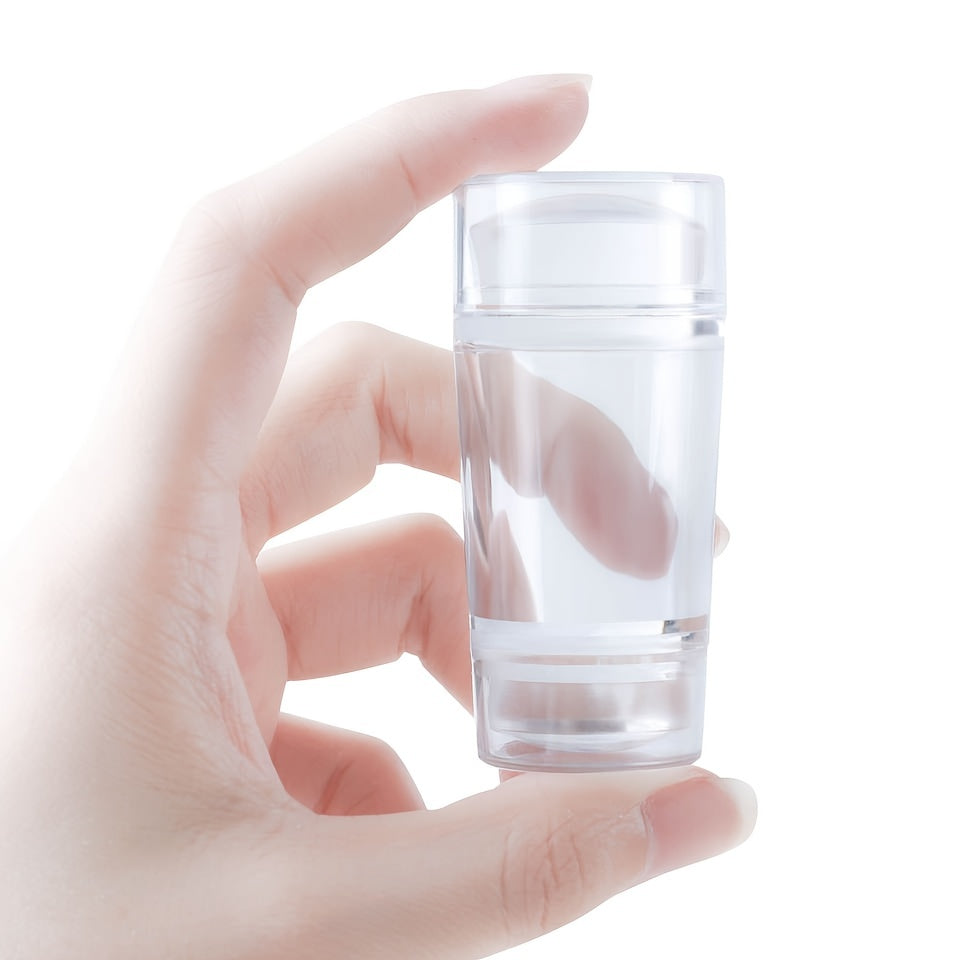 Transparent Nail Stamper with Scraper - Jelly Silicone Stamp for French Nails - Manicuring Kits - Nail Art Stamping Tool Set - Easy to Use and Durable