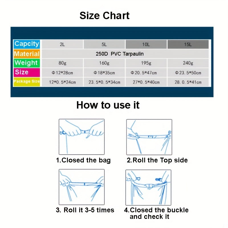 Stay Dry and Protected: Waterproof Dry Bags with Assorted Colors for Kayaking, Boating, Camping, and Fishing